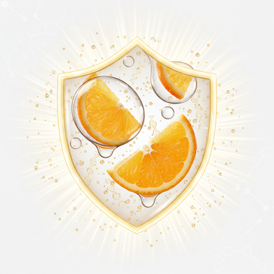 Vitamin C is a powerful antioxidant and brightening active. It neutralizes free radicals from UV and pollution, helping prevent photoaging. It inhibits tyrosinase and melanin production, thereby fading dark spots and evening skin tone. Vitamin C also acts as a collagen booster, supporting firmer, smoother skin over time.